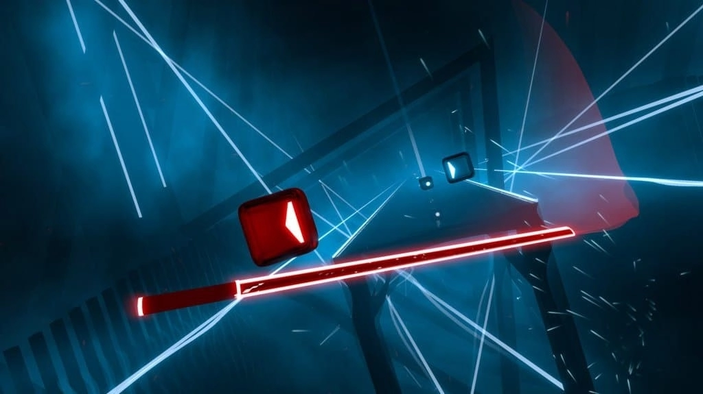 Геймплей популярной VR-игры Beat Saber.